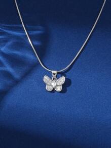 1 件精美锆石镶嵌向日葵、甲虫、蝴蝶吊坠项链，欧美奢华小众设计，复古项链，适合女士 - 銀色 - 查看 8