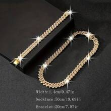 2pcs Hip Hop Style Funky Cuban Chain Necklace Plus Bracelet, Unisex Rapper's Jewelry Set ,Perfect Gift For Cool Friends - Set - View 13