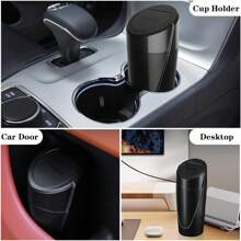 Car Trash Can With Lid - Car Trash Bin Cup Holder - Black Mini Leak-Proof Vehicle Garbage Bin Trash Can With 15pcs Garbage Bags - Front & Back Seat Car Accessories Organizer And Storage