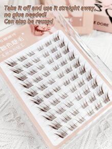 60 件/套，长度 9-14 毫米，厚度 0.07 毫米，卷曲 C 形，升级焦糖色假睫毛，棕色睫毛，蓬松 3D 仿貂皮睫毛，无需胶水，无需卸妆，可重复使用，适用于 DIY、派对、节日、礼物 - C - 查看 4