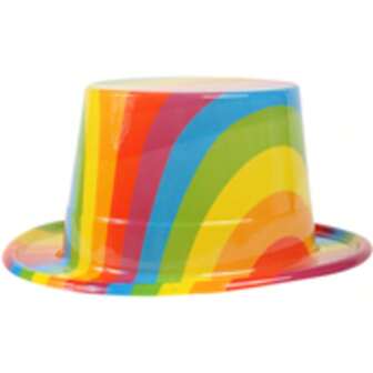 Pride Rainbow Top Hat – Colorful Plastic Hat For LGBTQ+ Celebrations & Festivals