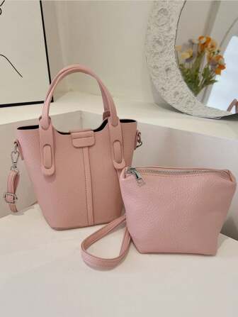 Pink Handbag, Tote, Bucket Bag For Women