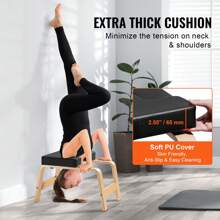 Yoga Handstand Bench, 300 Lb Capacity Yoga Handstand Bench For Home Gym, Handstand Trainer With Wooden Frame And PU Pad, Vertical Yoga Bench For Strength Balance Training, Relieve Fatigue, White Or Black - Black - View 2