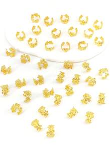 40个藤蔓叶子形状合金发圈，复古发夹，适合脏辫女性女孩夏季发饰，辫子发饰，发夹，发卡 - 金色 - 查看 5