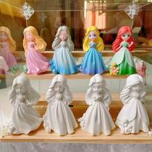 Molde de silicona con forma de muñeca princesa dulce DIY para velas aromáticas, resina epoxi y manualidades de yeso - Moldes de hadas con forma rectangular para resina epoxi, moldes de silicona para velas para hacer velas - Blanco - Ver 8