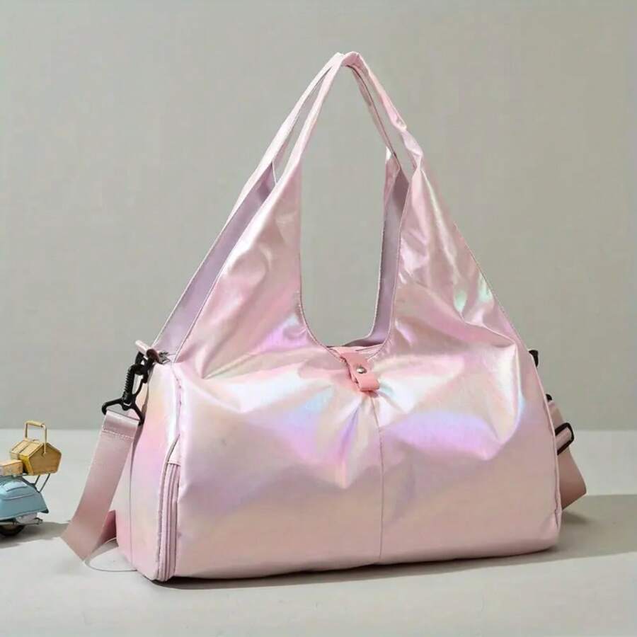 Chic Women's Yoga & Fitness Bag - Spacious, Water-Resistant Polyester Travel Duffel With Zip Closure For Short Trips And Outdoor Adventures - Pink - View 1