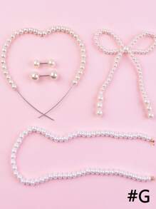 1pc Pearl Bow Cake Decoration Set Pearl Chain Cake Decoration Pink Ribbon Bow Artificial Bulk Used For Wedding Bridal Gift Party Birthday Party Decoration Supplies