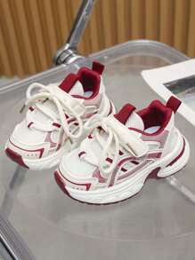 1 双儿童运动鞋，软底跑步鞋，儿童透气网眼运动鞋，秋冬 - 酒紅色 - 查看 15