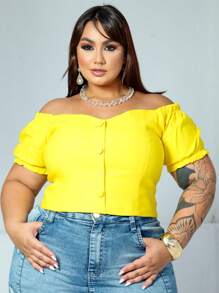 PLUS SIZE BEGALINE CROPPED BLOUSE PLUS SIZE 46 To 52 - Yellow - View 5
