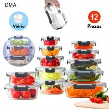 Recipientes tipo Tupper Herméticos De Vidrio, Almacenamiento para Cocina 12 Pz Color Transparente - Blanco - Ver 1