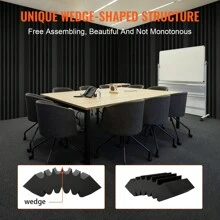 Acoustic Foam Panels, Adhesive High Density Soundproof Wall Panels, Fire-Resistant Acoustic Panels,Sound Dampening Absorbing Panels For Studio Wall And Ceiling, Black - 4 Pack 16.5 x 6.3 x 12 inches - 查看 6