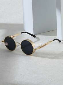 Ochelari de soare vintage în stil Steampunk - ramă metalică, lentile oglindite, potriviți pentru sport și condus, pentru vacanță de vară la plajă, în aer liber, călătorii