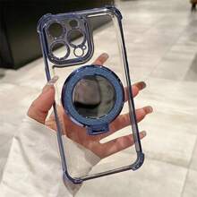 透明防摔磁吸化妝鏡支架，相容 iPhone 17/6/7/8/X/XS/XR/11/12/13/14/15/16e、Galaxy S22/23/24、A04/05/06/A07/A17/A14/A15/A16/A24/A25/A34、Note 7/8/9/10/11/12/13/14、9/10/12/13C/14C/A5、Honor X、HW、C53 C55 - 藍色 - 查看 5