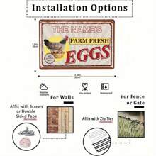 Aanpasbaar metalen bord van 8x12 inch - "The Name's Farm Fresh Eggs", gepersonaliseerde tekst, vintage stijl voor boerderij- of tuindecoratie, aan de muur te bevestigen, accessoire voor kippenhok