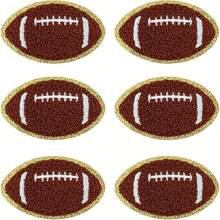 6pcs Soccer Appliques, Velvet Soccer Patch With Gold Edge, Soccer Embroidered Patches For DIY Sewing Clothing