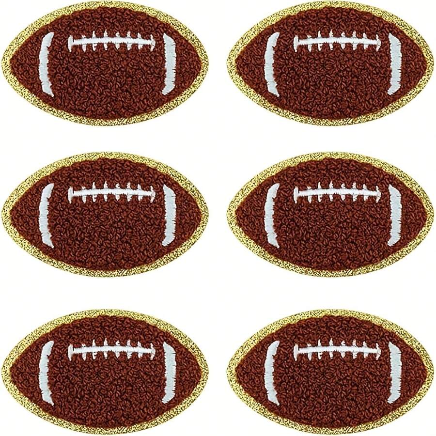 6pcs Soccer Appliques, Velvet Soccer Patch With Gold Edge, Soccer Embroidered Patches For DIY Sewing Clothing