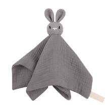 1pc Soft Printed & Plain Texture Crochet Animal Head Baby Comforter Blanket - Multicolor - View 16