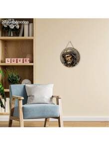 1 pièce Panneau décoratif en bois rond 2D plat vintage pour le Vendredi saint, signe décoratif de Jésus, ornement suspendu festif, décoration murale saisonnière, parfait pour Pâques, Épiphanie et décorations de Noël