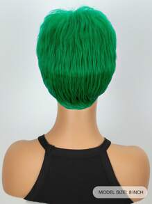 Peluca corta estilo pixie verde para mujer, peluca sintética de moda con gorra de red de rosa transpirable, versátil para el Día de San Patricio, festivales de música u Halloween