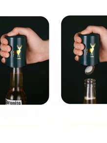 Abrebotellas de cerveza automático portátil, abridor de botellas de cerveza de plástico con presión, accesorio de cocina para el hogar, bares, campamentos, fiestas, restaurantes, regalo para el padre