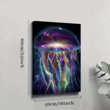 Póster de lienzo enmarcado de 1 pieza, pinturas en lienzo de arte de pared de medusas interestelares, regalo ideal para dormitorio, sala de estar, pasillo, arte de pared, decoración de pared, decoración de invierno, decoración de habitación