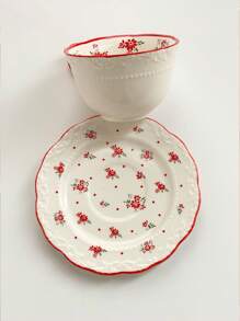 可爱的花卉图案陶瓷咖啡杯，优雅的花卉设计茶杯，美丽的审美下午茶红色花朵陶瓷杯，釉面，高品质返校返校 - 彩色 - 查看 5