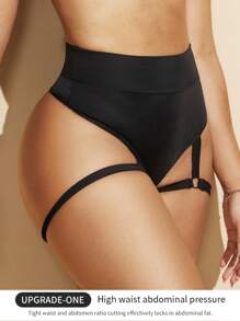 1 pieza Conjunto de modelador femenino negro - Entrenador de cintura, Elevador de glúteos, Body con tirantes ajustables Control del abdomen Vestido liso Pantalones cortos moldeadores Ropa interior Bragas Modelador