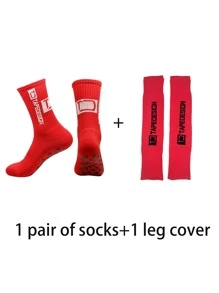 1 Pair Of Professional Anti Slip High Flexibility High-Quality Football Breathable Sports Running Bicycle Hiking Football Socks And 1 Pair Of Comfortable Breathable Leg Covers Sports Set - Multicolor - View 5