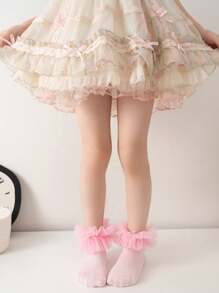 1 Pair Of Girls Socks Lace Princess Socks Ruffle Princess Dress Lace Socks For Newborns/Babies/Toddlers/Little Girls