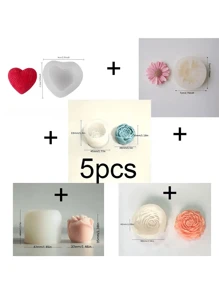 Set 5 bucăți din silicon pentru flori și inimă - bujor, margaretă, trandafir, boboci de dragoste pentru lumânări, săpunuri, meșteșuguri din lut - cadou perfect pentru iubita sau mama de Valentine, Ziua Recunoștinței, Crăciun, Halloween, Paște, zile de naștere și decorațiuni interioare (numai matrițe)