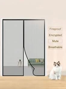 1pc Heavy Duty Magnetic Screen Door With Full Frame Hooks And Rings, Polyester Mesh Curtain, Fresh Air Circulation, Easy Pet Access, Child Friendly, Pest-Resistant, Fits 38x82 Inch Door
