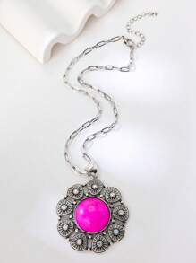 1 对西部牛仔风格夸张向日葵绿松石吊坠项链/毛衣链女士款