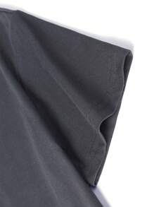 Camiseta de manga corta y cuello redondo con estampado divertido, top de verano informal para niña preadolescente - Gris Oscuro - View 7