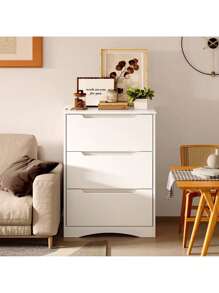 Cómoda con 3 cajones espaciosos para dormitorio, mueble con cajones Cómoda blanca para salón, dormitorio, estudio - Blanco - Ver 2