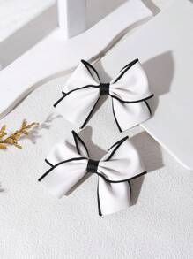 1/2 Stück Mädchen Haarschleifen weiße Schleife Haarclips für Mädchen, PU Leder Haarspangen mit Krokodilclip geeignet für Hochzeiten, Partys und Urlaube, perfekte Geschenke für Mädchen, Haarzubehör - Krawatte - Übersicht 7