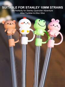 杯子吸管套，动物造型吸管装饰，硅胶材质，适用于30盎司和40盎司带把手的杯子，10毫米/0.4英寸防尘可重复使用吸管套，圣诞节礼物，万圣节礼物（由于批次不同，布料套、伞骨颜色、英文图案设计、纽扣形状和伞骨颜色均为随机搭配。由此造成的不便，敬请谅解。） - 彩色 - 查看 7