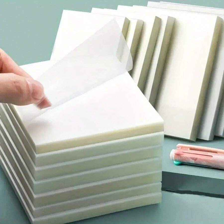 50 Transparent Sticky Notes - Waterproof, Self-Adhesive, Translucent Notepad, Perfect For School And Office Use | Functional Stationery | Waterproof Paper.