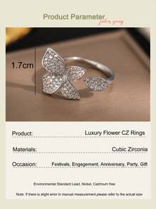 jealous young 1 件奢华蝴蝶锆石可开口女士派对戒指，带锆石奢华珠宝礼物