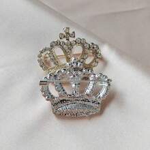 1 pezzo Spilla a forma di corona con strass luccicanti, accessorio alla moda antiscivolo per le donne, spilla decorativa di alta qualità per abbigliamento professionale