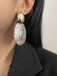 1 对时尚夸张椭圆形耳环，独特个性化优雅设计女士耳环