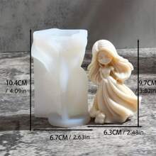 Molde de silicona con forma de muñeca princesa dulce DIY para velas aromáticas, resina epoxi y manualidades de yeso - Moldes de hadas con forma rectangular para resina epoxi, moldes de silicona para velas para hacer velas - Blanco - Ver 3