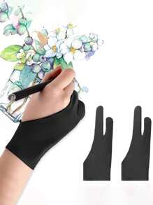 1 Painting Double Finger Anti Touch Painting Glove, Used For Drawing Left And Right Gloves Of Tablet Computers, Used For Classroom Outdoor, Party Painting Paint Without Touching Hands,Back To School,School Supplies - Multicolor - View 2