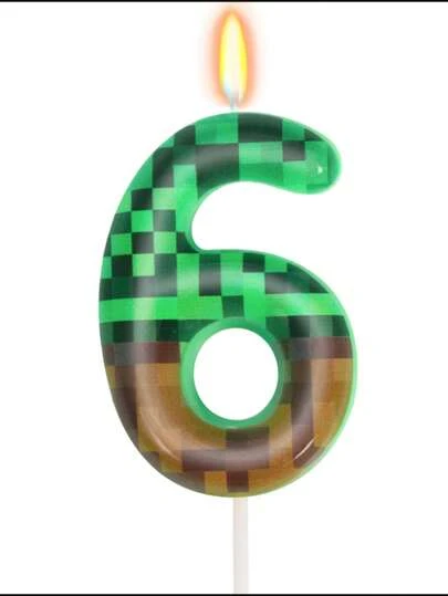 Green Plaid Number 0-9 Birthday Party Cake Decorative Candles