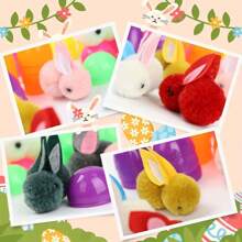 16/48pcs Easter Basket Fillers With Rabbit Eggs, Easter Bunny Mini Plush Toys For Hunting Surprise Easter Party Favor, Random Color Decorations For Garden Table Home Christmas Small Gifts