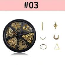 6 Grid 3D Nail Decoration Pendant Alloy Butterfly Shell Seahorse Starfish Pearl Ruby Color Round Beads 3D Metal Pendant Suitable For Nail Art Jewelry Making Technology DIY Nail Charms Nail Gems Nail Supplies