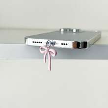 Tappi antipolvere, nuovi arrivi primaverili, nei colori azzurro chiaro, viola, giallo chiaro, bianco, arancione, verde chiaro, con fiocco rosa, compatibili con Lightning Apple, porte di ricarica Type-C e Android