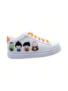 Tenis Estilo Casuales Para Dama Diseño Bordados Personajes Dragon Ball - Blanco - Ver 2