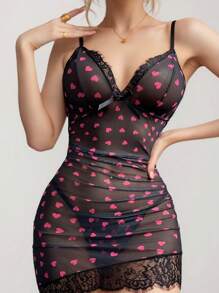 Sexy Lingerie For Women Sexy Lingerie Sexy Pajamas Babydoll Lingerie Women's Sexy Floral Lace V-Neck Bodycon Dress, Hip-Wrapped Mini Dress With Adjustable Spaghetti Straps Sexy Lingerie Sleepwear Sexy Lingerie Costumes Sexy Lingerie Dress - Black - View 4