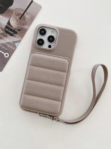 1pc Minimalist Fashionable Litchi Grain PU Leather Lanyard Phone Case Suitable For Apple 17 Air 16 16E 15 14 Plus 13 12 11 Pro Max, Pixel 10 9 Pro XL 8 7 6 9A 8A 7A 6A, Galaxy, 11 Lite 12 12X 12S 13 14 Redmi, Oneplus, Honor, MOTO Edge