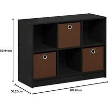 Furinno Básico 3x2 Bookcase Storage con contenedores, Roble francés/Negro - Americano/café Medio - Ver 7